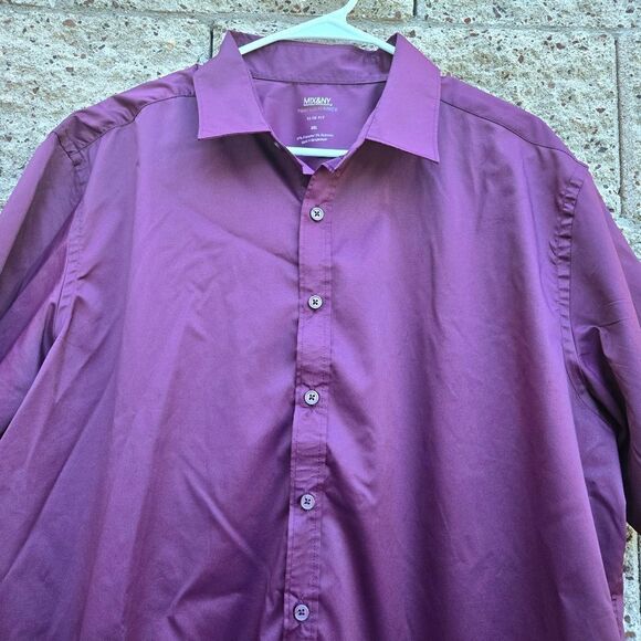 Men's MIX&NY purple, button-down casual dress shirt - Picture 6 of 16